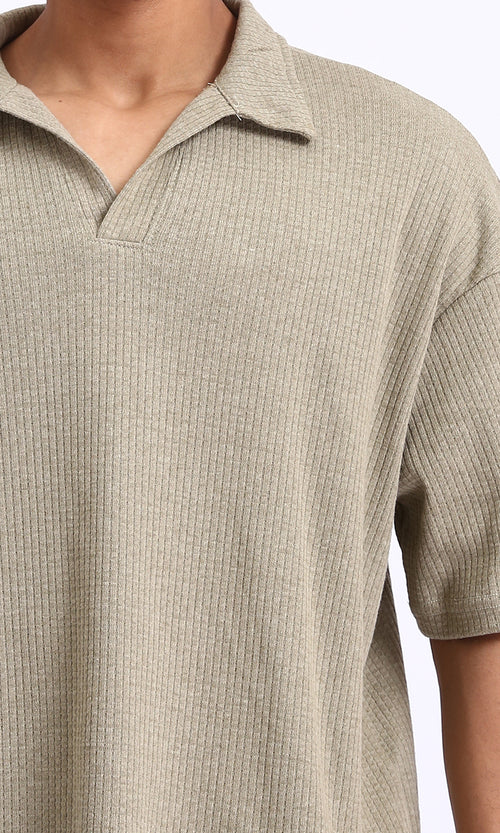 R205807 - Elbow Sleeves Slip On Polo Shirt - Pastel Olive