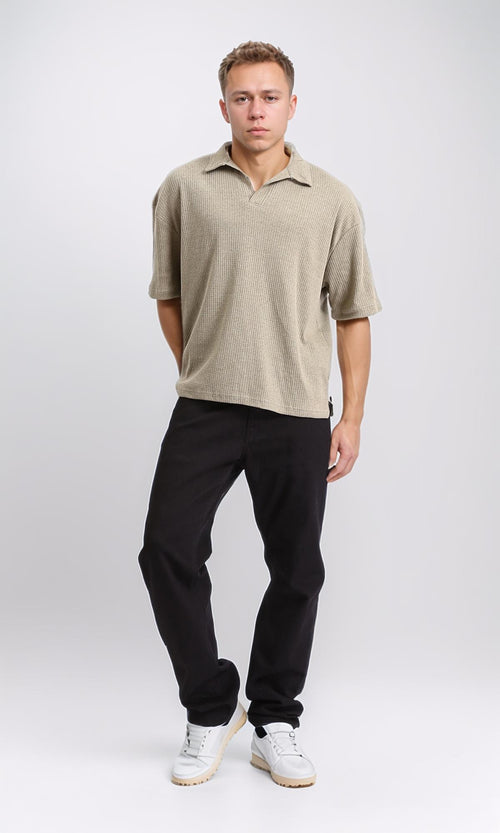 R205807 - Elbow Sleeves Slip On Polo Shirt - Pastel Olive