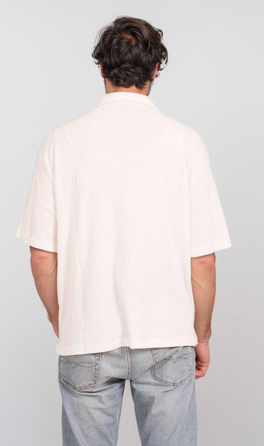 R205811 - Textured Polo T-Shirt – Off White