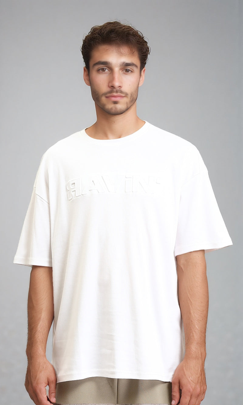 R205815 - Relaxed Fit Elbow Sleeves Summer Tee - White