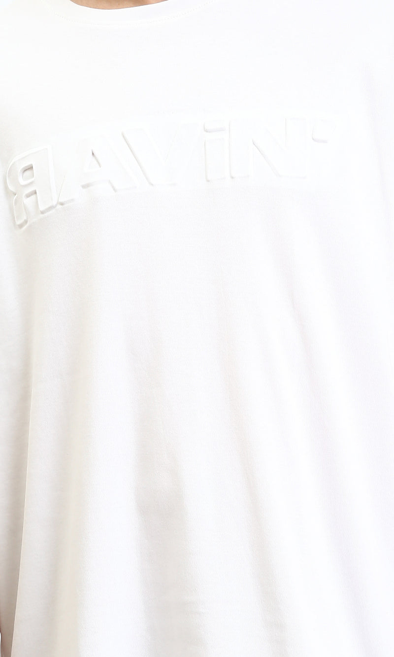 R205815 - Relaxed Fit Elbow Sleeves Summer Tee - White