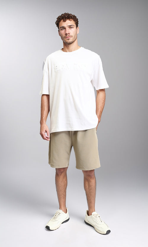 R205815 - Relaxed Fit Elbow Sleeves Summer Tee - White
