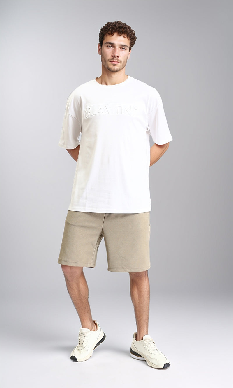 R205815 - Relaxed Fit Elbow Sleeves Summer Tee - White