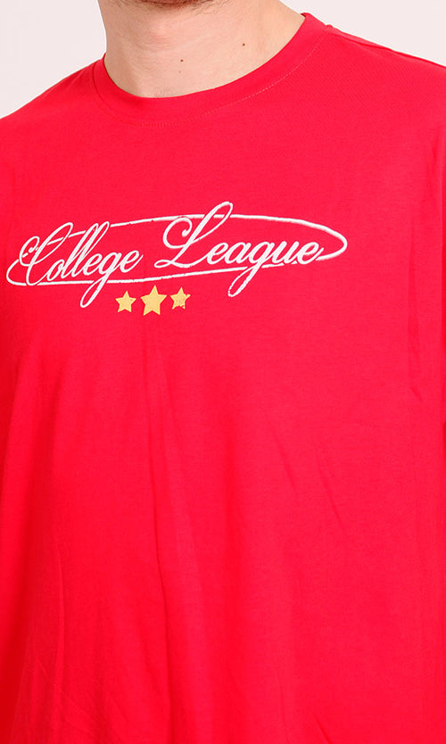 R205816 - Graphic Printed Oversized T-Shirt - Red