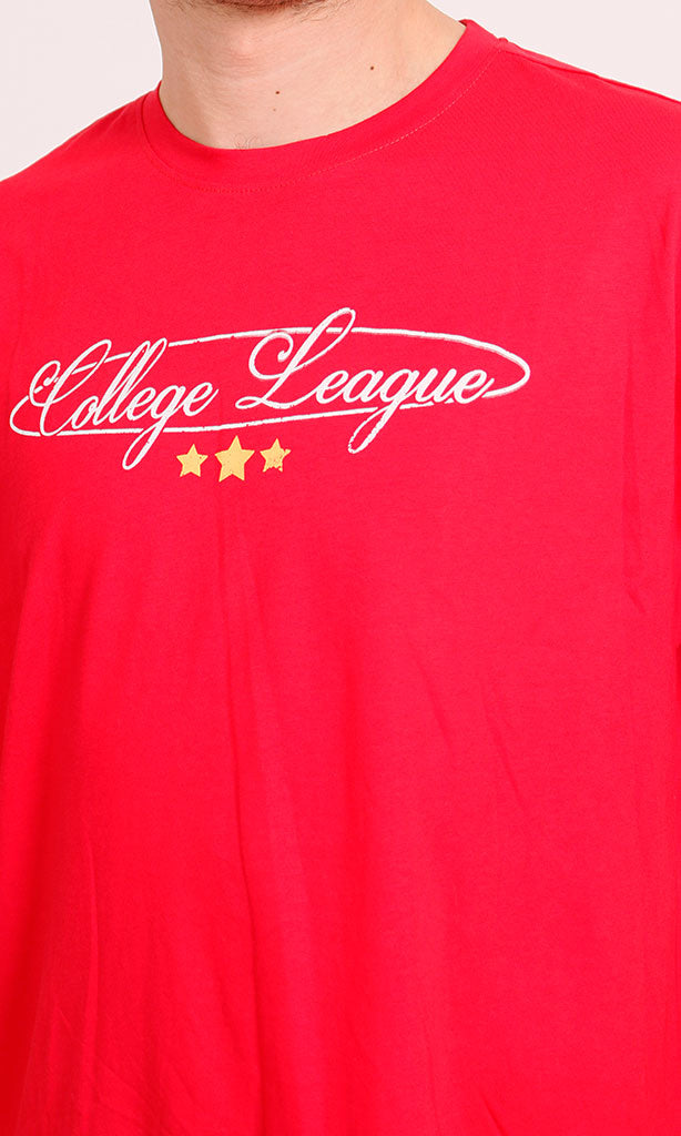 R205816 - Graphic Printed Oversized T-Shirt - Red