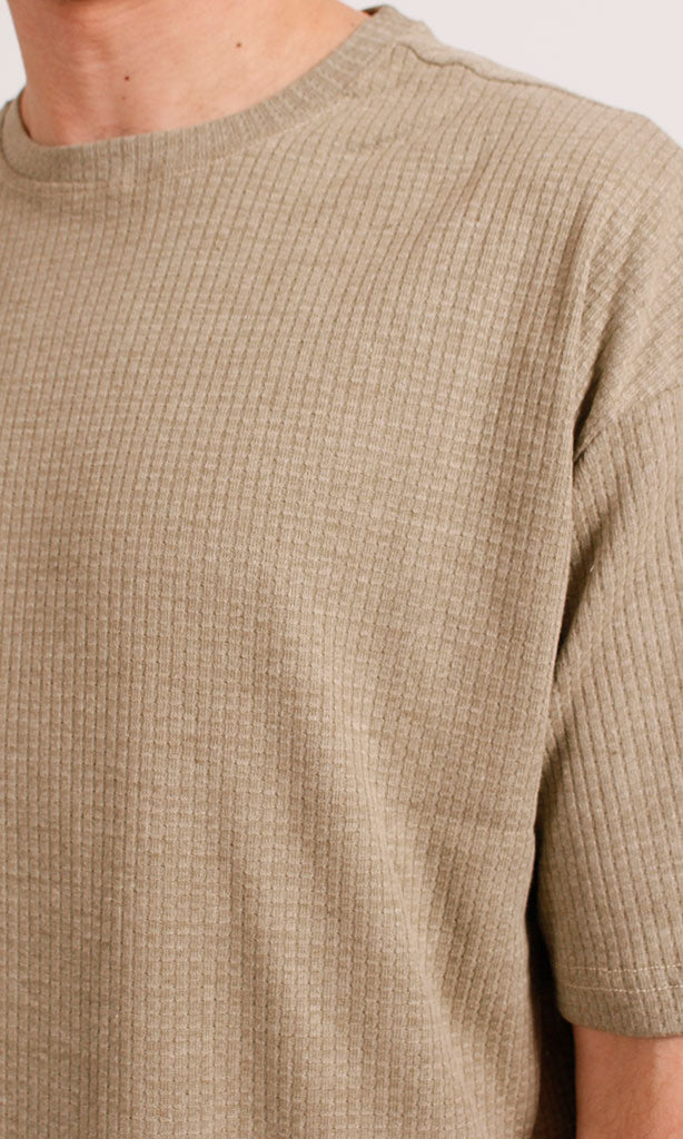 Ravin Men's Textured Waffle Knit Short-Sleeve T-Shirt - Beige