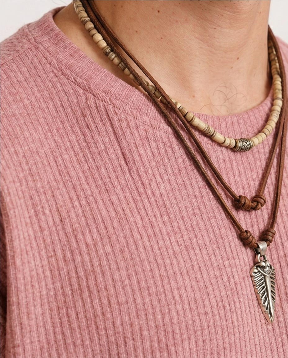 Ravin | Men's Oversized Ribbed Knit Heavyweight T-Shirt - Dusty Rose - R205825