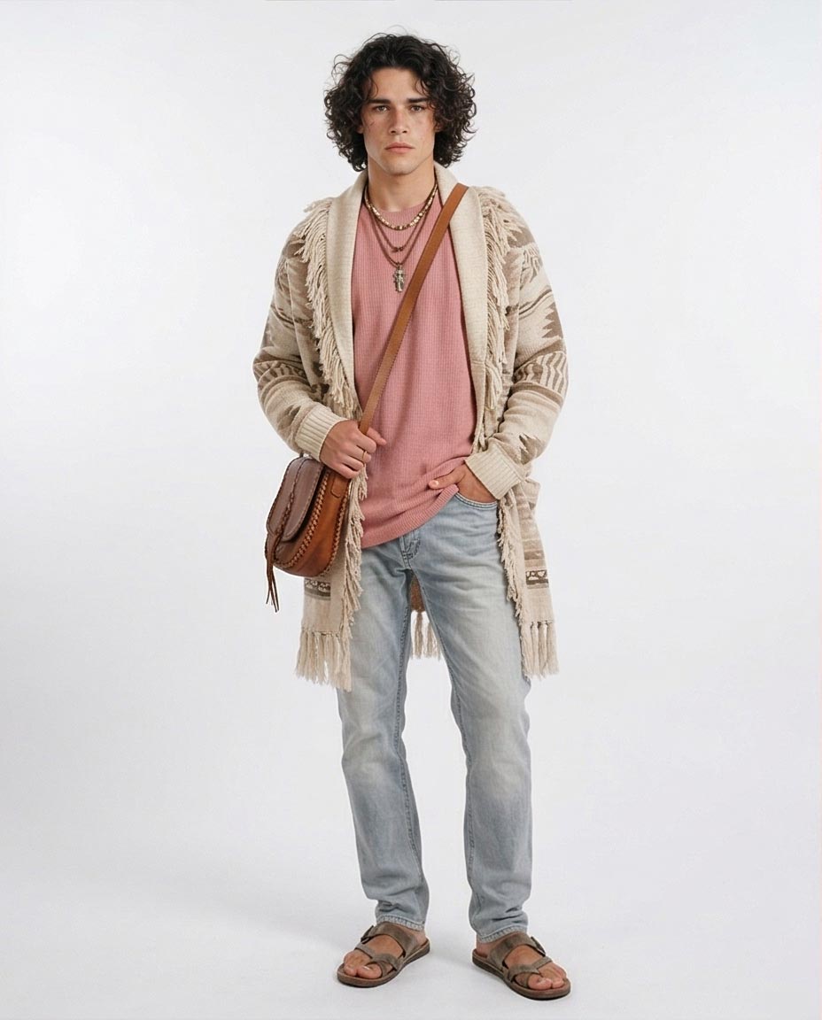 Ravin | Men's Oversized Ribbed Knit Heavyweight T-Shirt - Dusty Rose - R205825