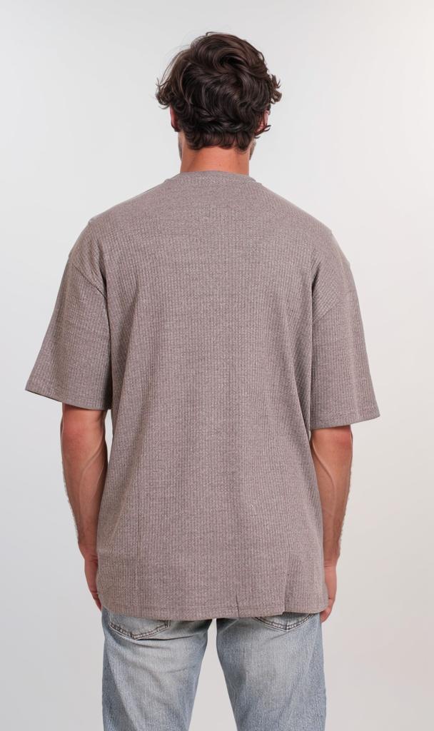 R205826 - Textured Cotton Blend T-Shirt – Grey