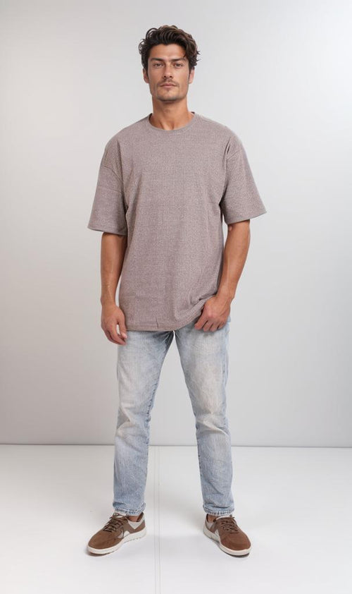 R205826 - Textured Cotton Blend T-Shirt – Grey