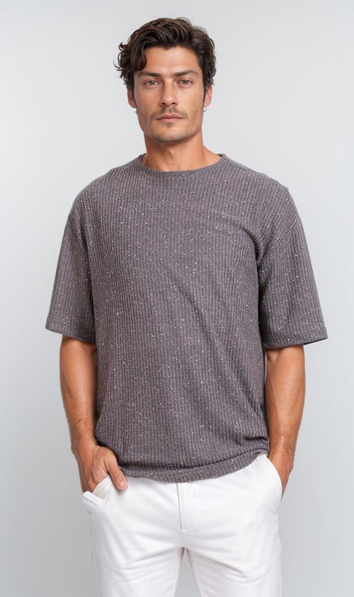 R205827 - Textured Jacquard T-Shirt – Dark Grey