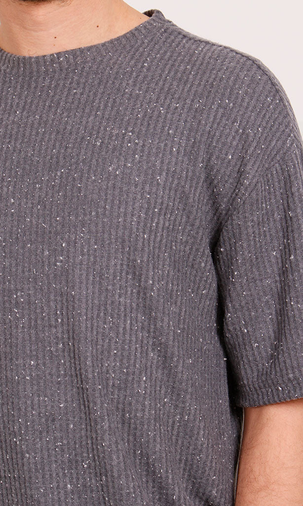 R205827 - Textured Jacquard T-Shirt – Dark Grey