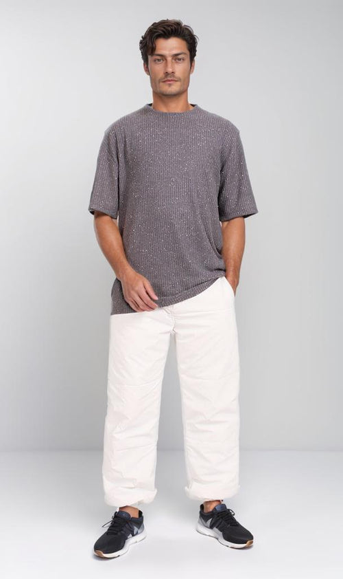 R205827 - Textured Jacquard T-Shirt – Dark Grey