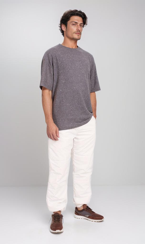 R205827 - Textured Jacquard T-Shirt – Dark Grey