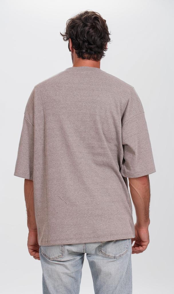 Unisex Dusty Taupe Waffle Knit Oversized T-Shirt