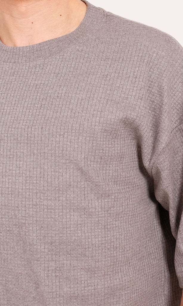 Unisex Dusty Taupe Waffle Knit Oversized T-Shirt