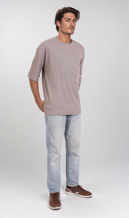 Unisex Dusty Taupe Waffle Knit Oversized T-Shirt