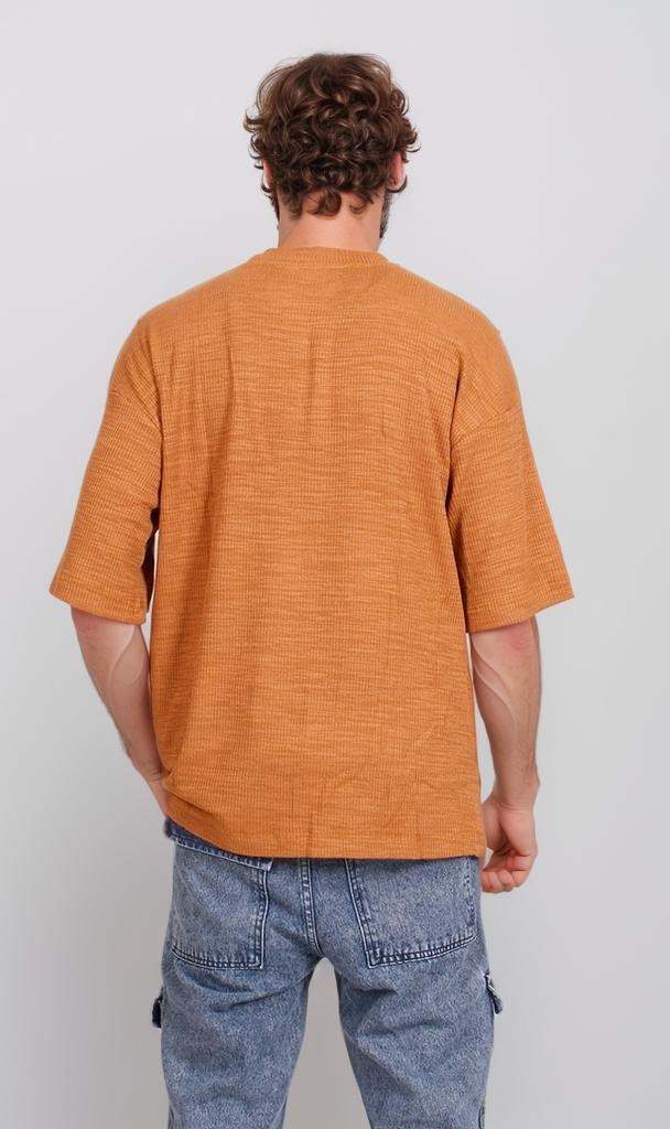 Ravin Men's Textured Waffle Knit Oversized T-Shirt - Mustard