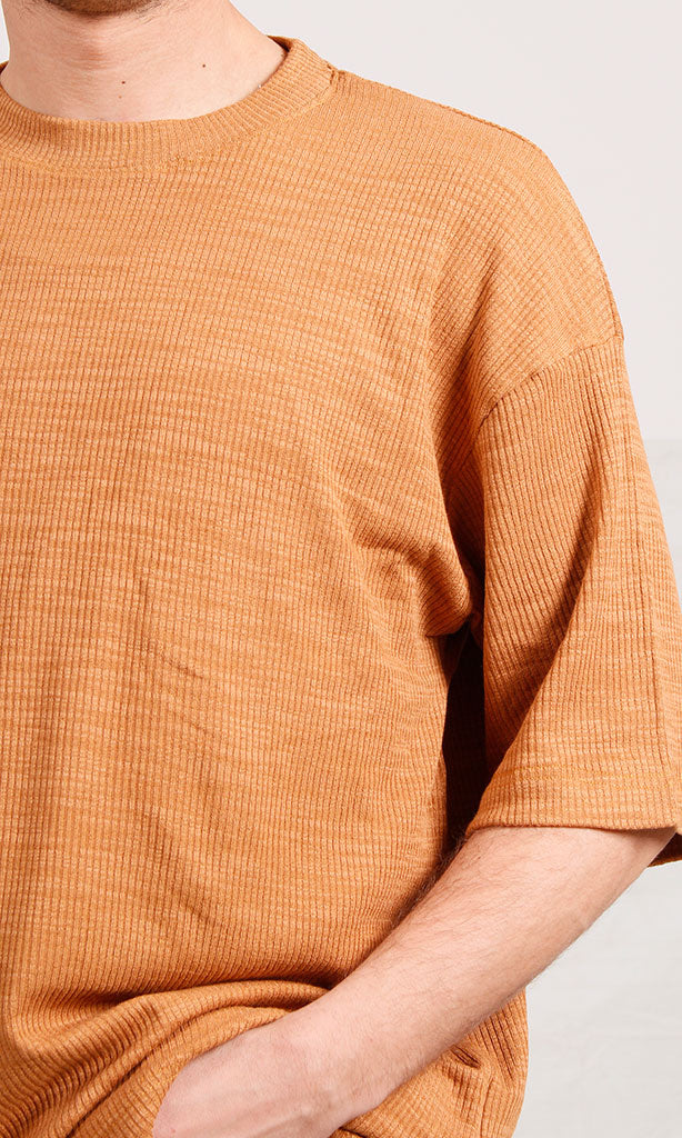 Ravin Men's Textured Waffle Knit Oversized T-Shirt - Mustard