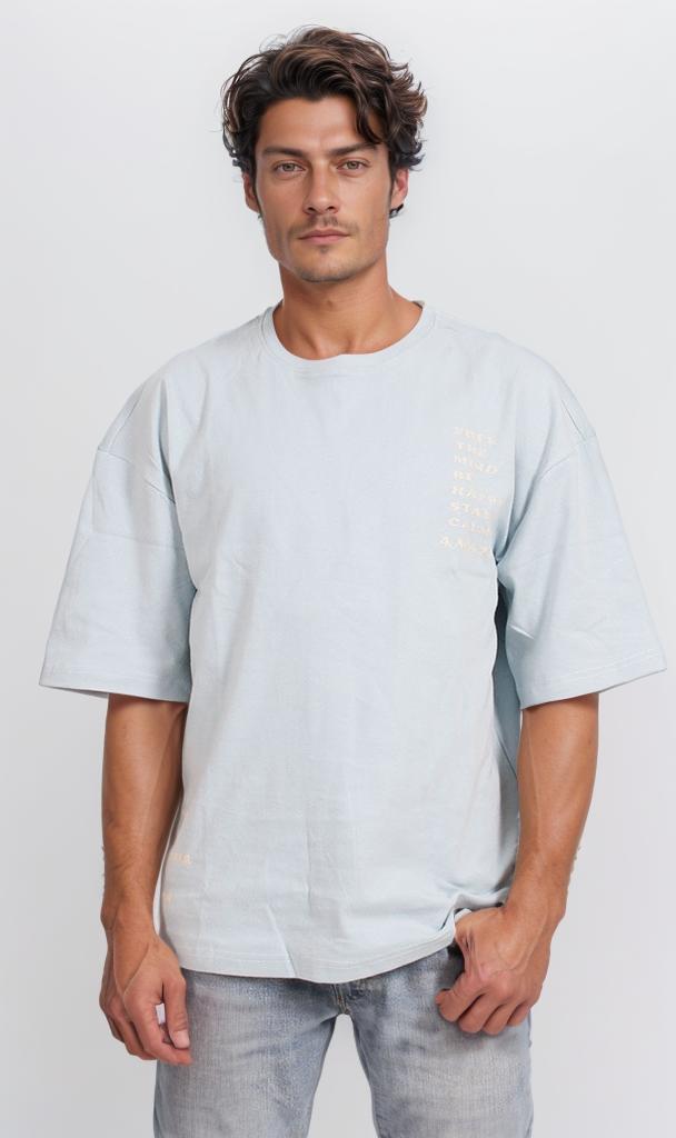 Minimalist Typography T-Shirt - Light Blue