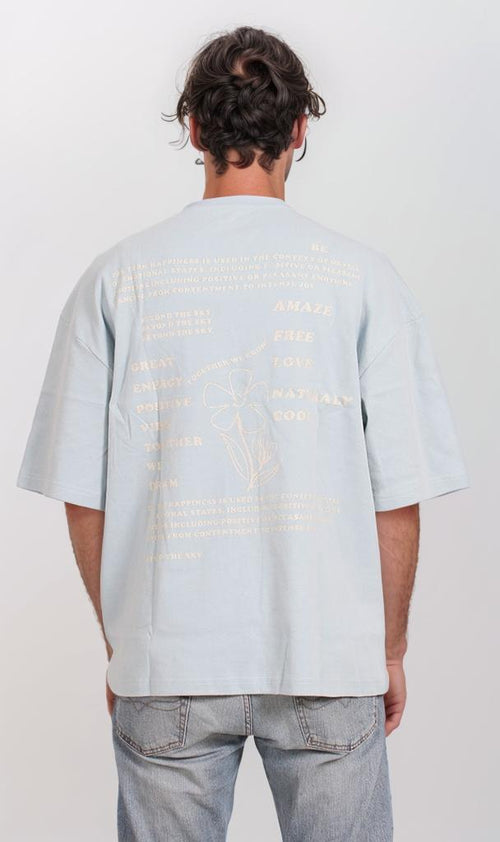 R205838 - Minimalist Typography T-Shirt – Light Blue