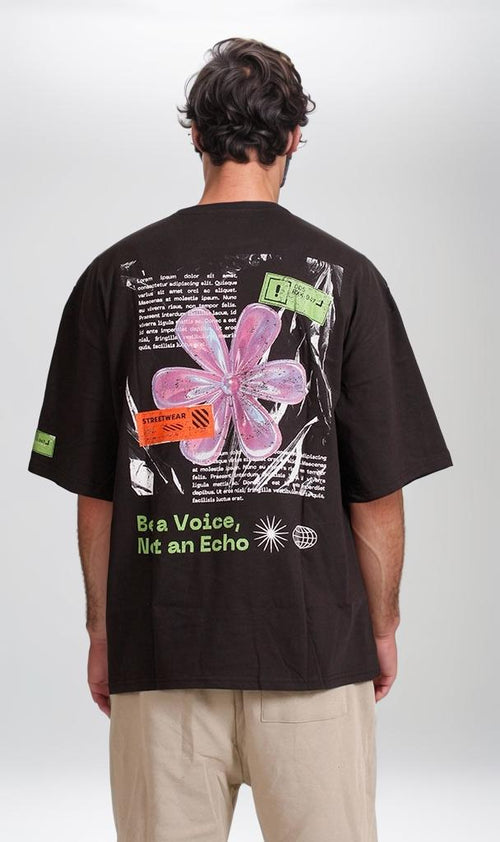 R205840 - Graphic Oversized T-Shirt - Black