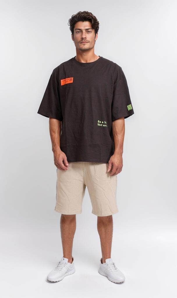 R205840 - Graphic Oversized T-Shirt - Black