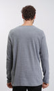 R205846 - Buttoned Crew Neck Henley Shirt - Medium Grey