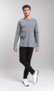 R205846 - Buttoned Crew Neck Henley Shirt - Medium Grey