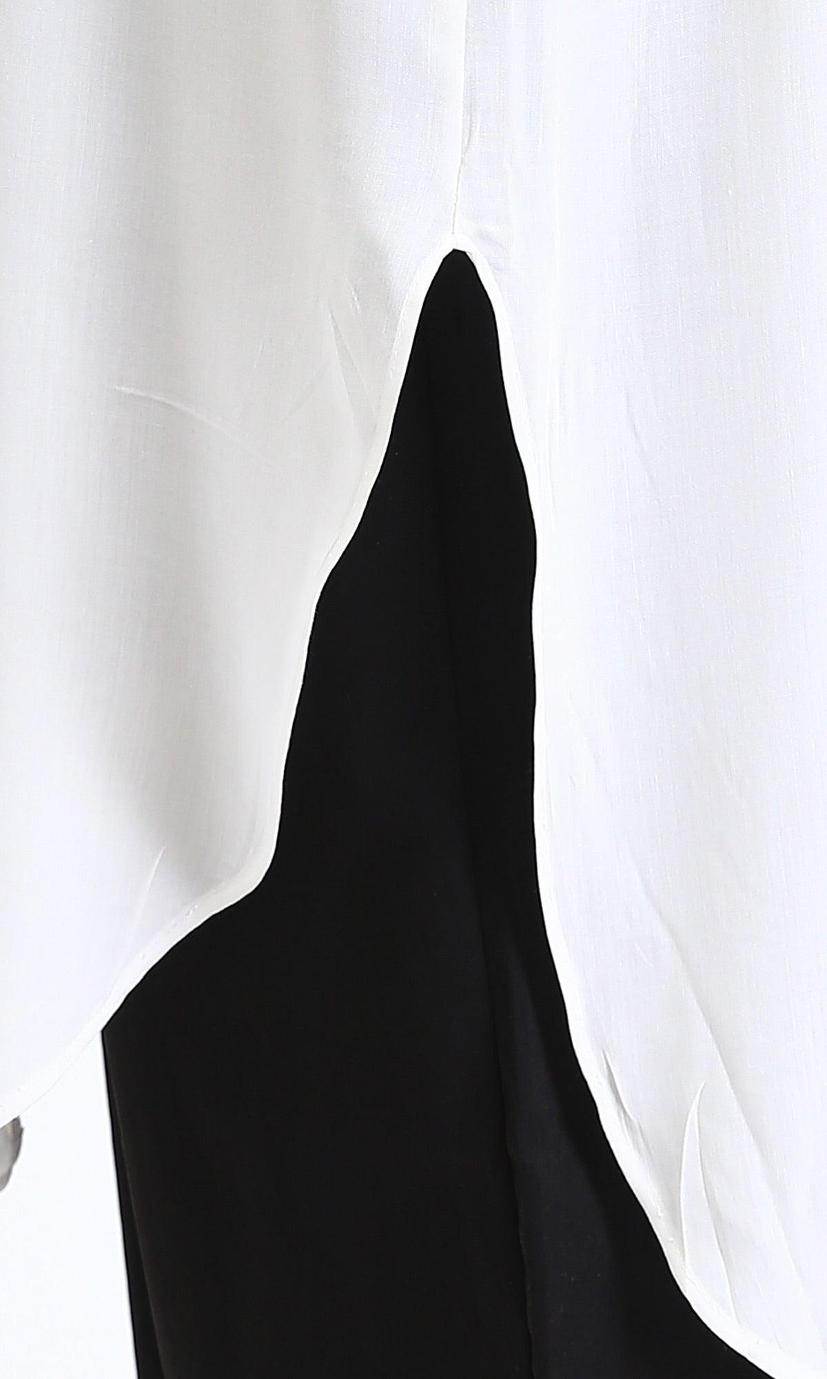 R205857 - Solid Long Shirt with Mandarin Collar - Off-White