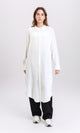 R205857 - Solid Long Shirt with Mandarin Collar - Off-White