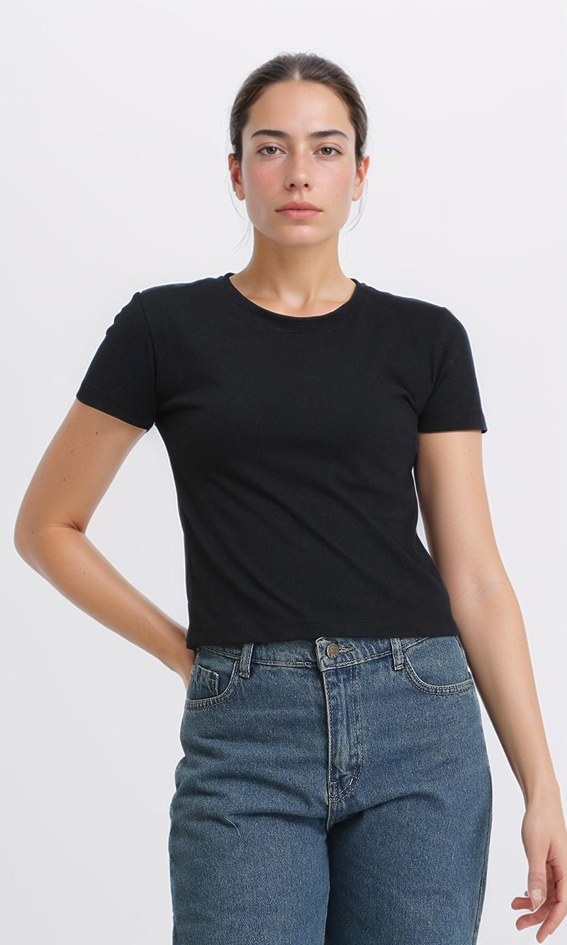 R205860 - Short Sleeves Solid Basic Tee - Black