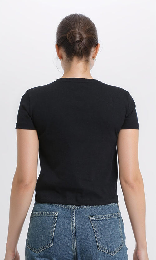 R205860 - Short Sleeves Solid Basic Tee - Black