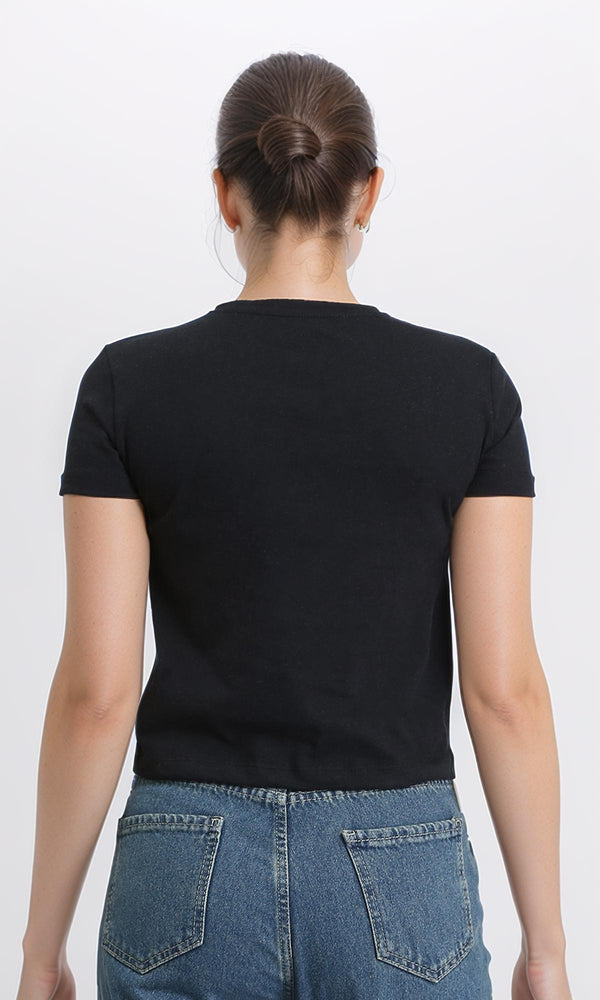 R205860 - Short Sleeves Solid Basic Tee - Black