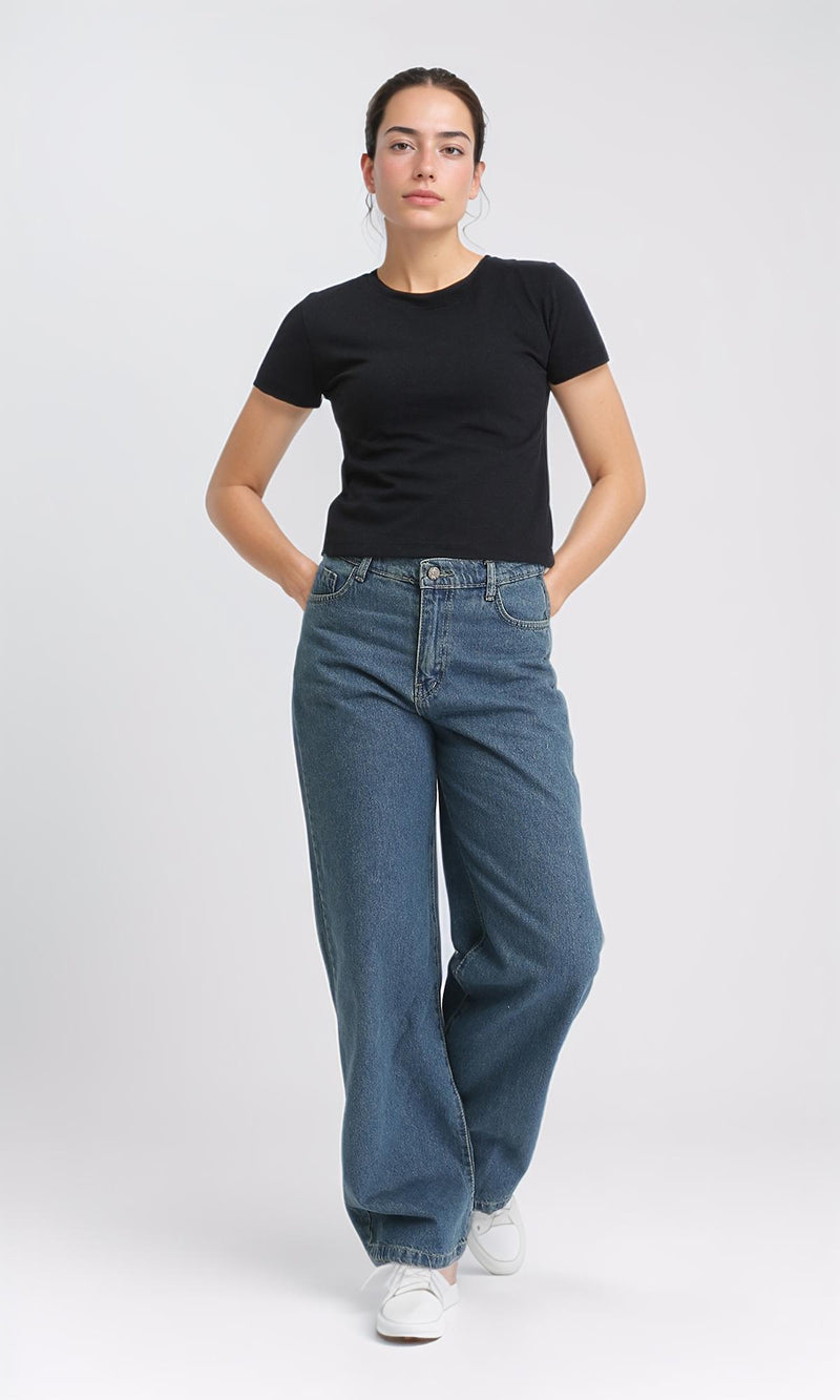 R205860 - Short Sleeves Solid Basic Tee - Black