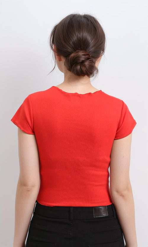 R205865 - Crew Neck Short Sleeves Short Tee - Red