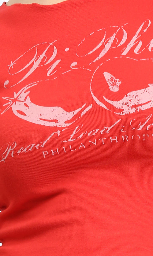 R205865 - Crew Neck Short Sleeves Short Tee - Red