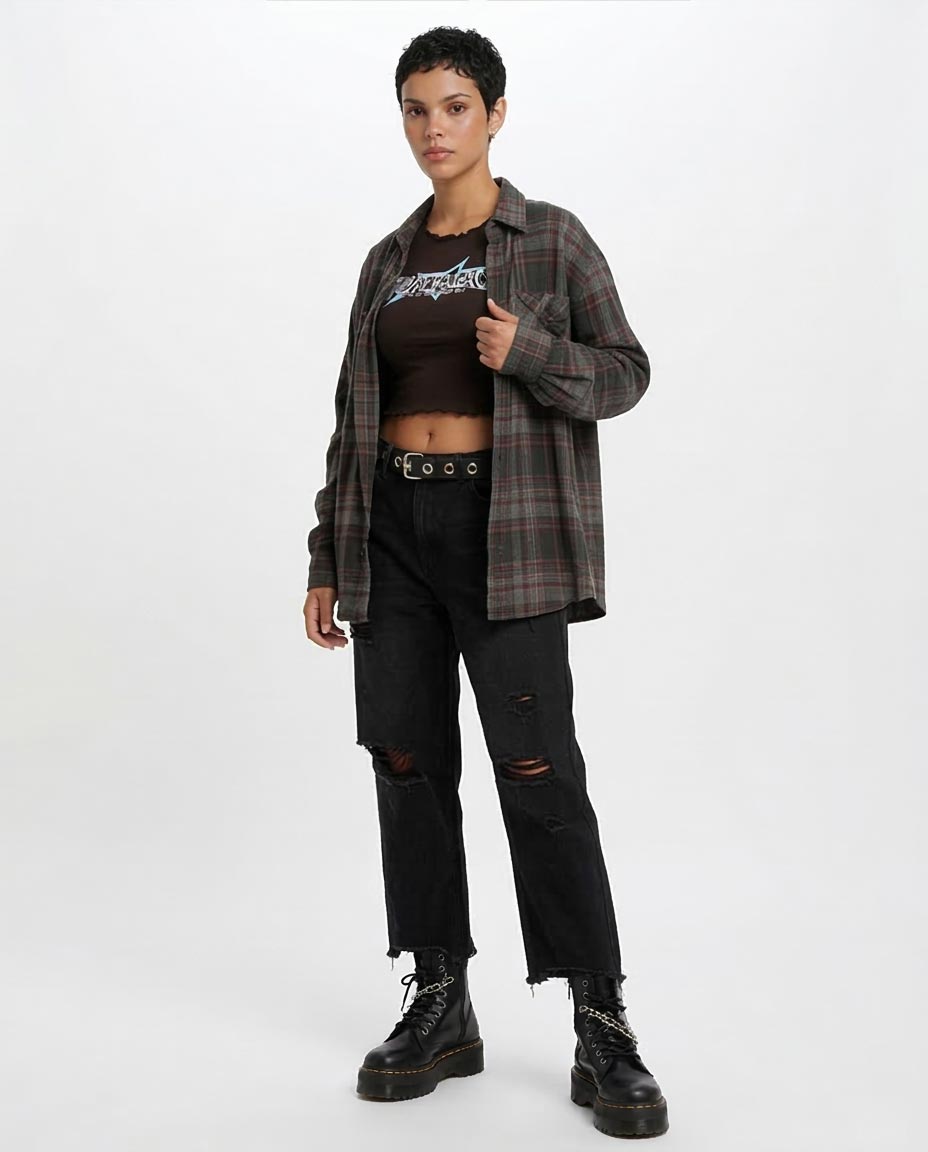 R205866 Ravin Women’s Ivory Palace Lettuce-Trim Cropped Graphic Tee – Black