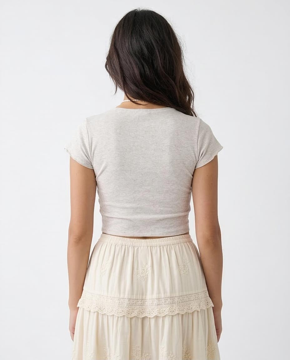 Ravin | Women’s "Improve" Graphic Baby Tee – Light Grey Marl - R205868