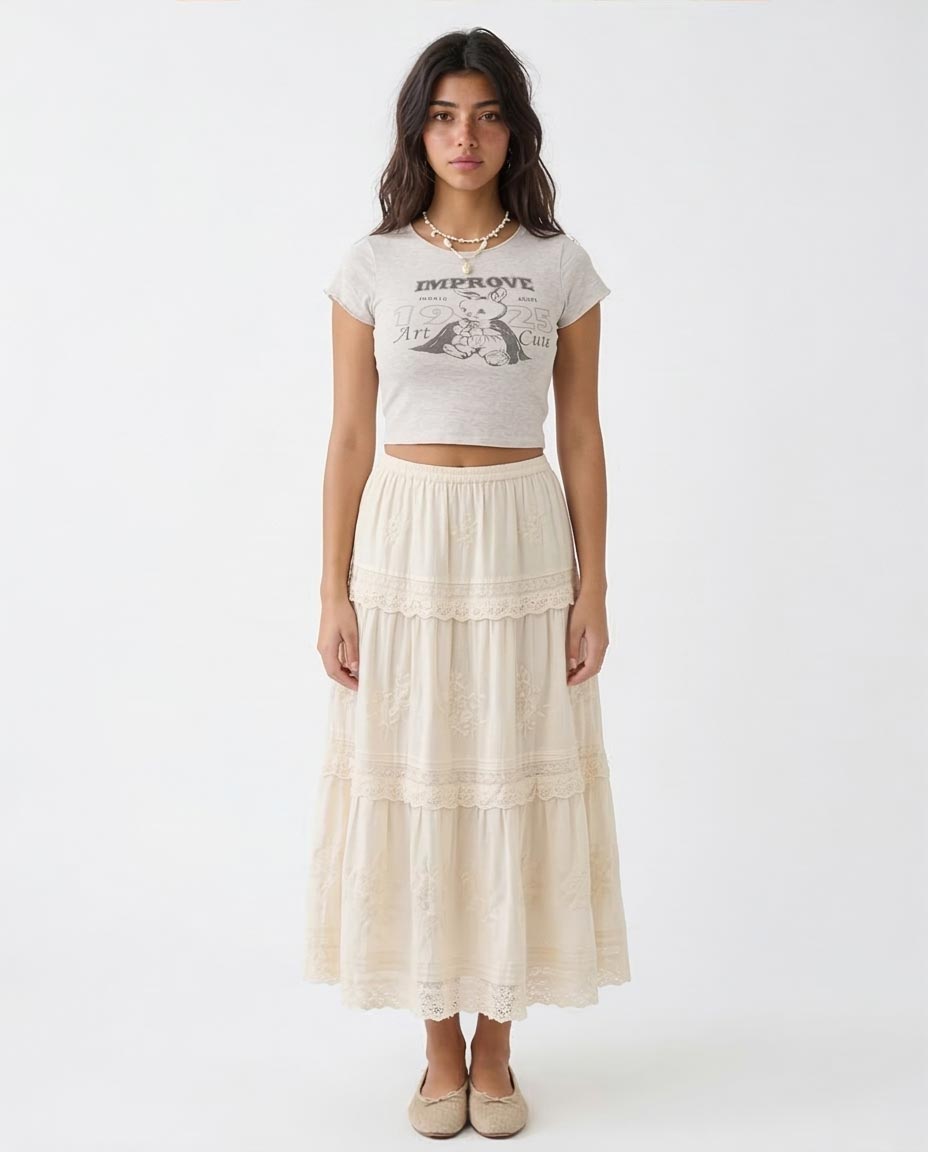 Ravin | Women’s "Improve" Graphic Baby Tee – Light Grey Marl - R205868