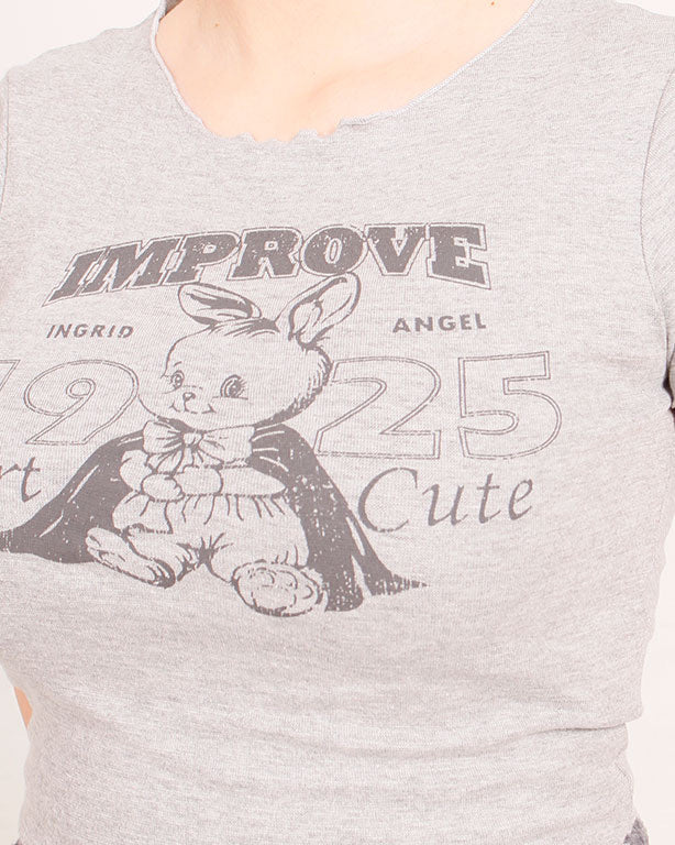 Ravin | Women’s "Improve" Graphic Baby Tee – Light Grey Marl - R205868