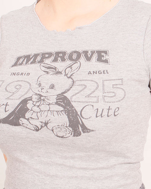 Ravin | تي شيرت بيبي "Improve" جرافيك حريمي – رمادي فاتح مائل - R205868