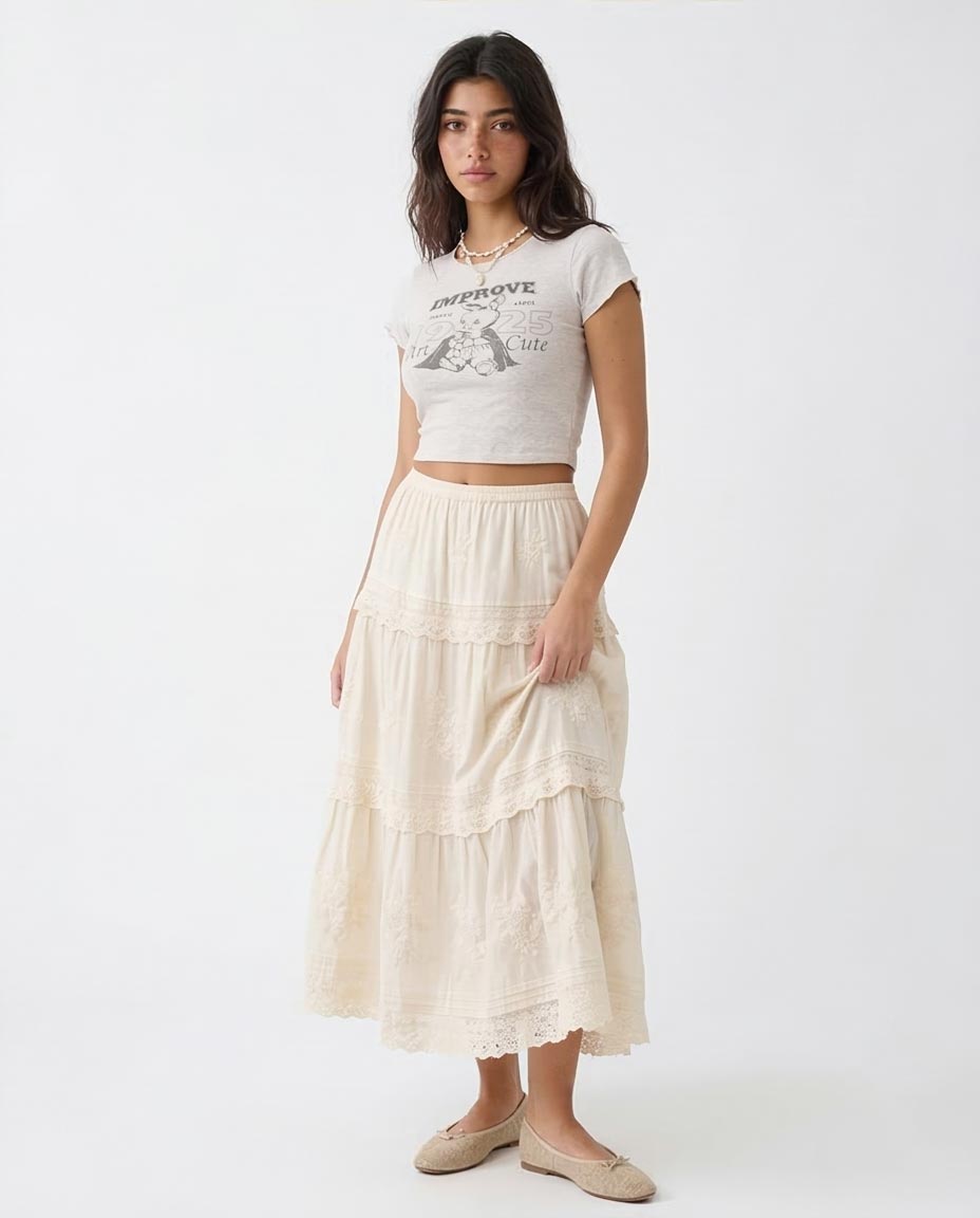 Ravin | Women’s "Improve" Graphic Baby Tee – Light Grey Marl - R205868