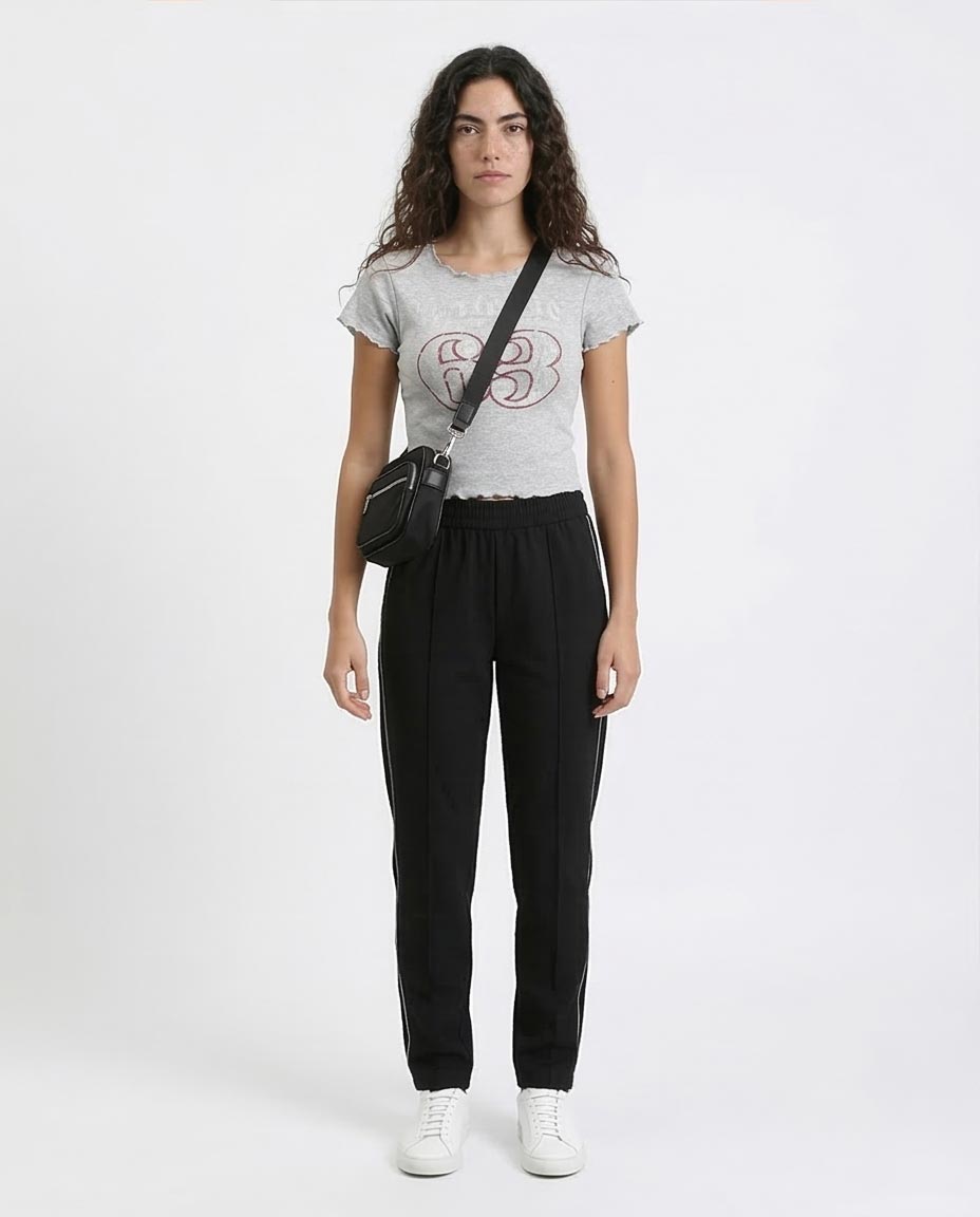 Ravin Women’s Lettuce-Edge Graphic Baby Tee - Heather Grey - R205869