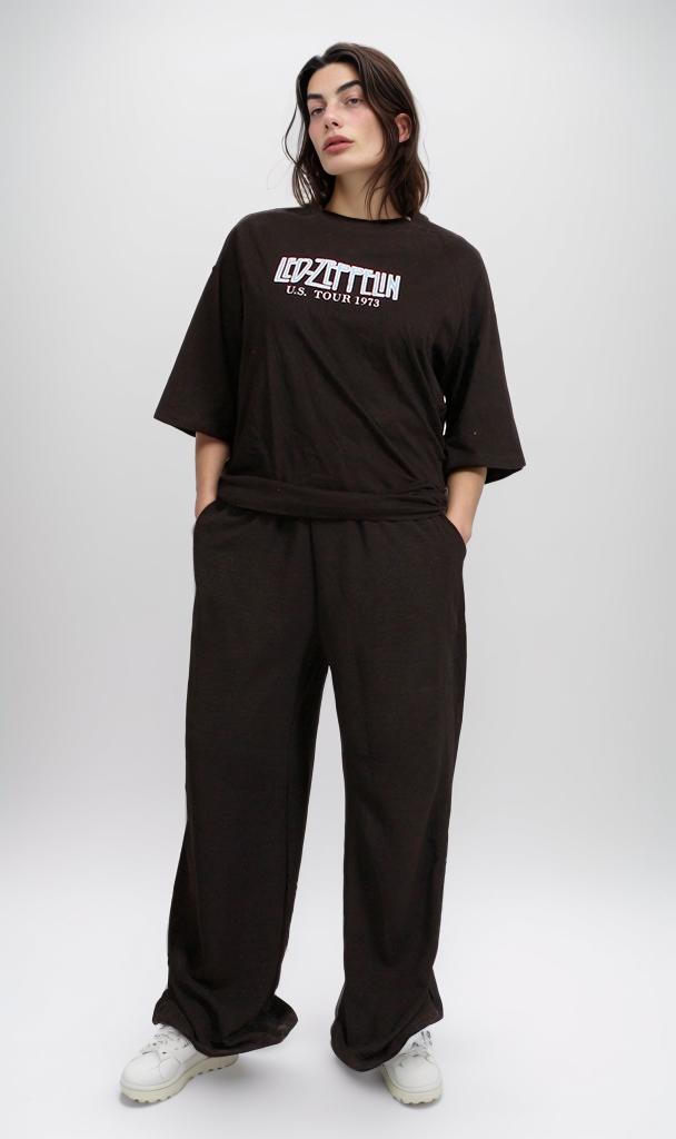 R205873 - Graphic Printed Oversized T-Shirt - Black (Vintage Band Tour Print)