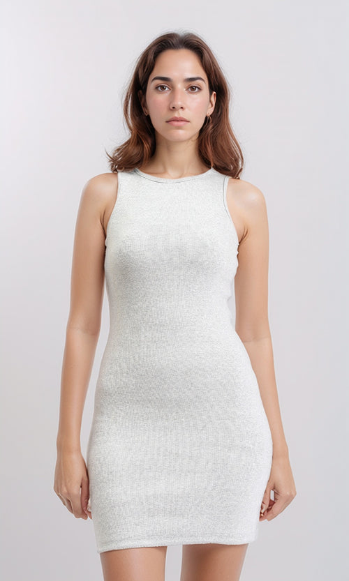 R205892 - Feminine Sleeveless Bodycon Short Dress - Heather Grey