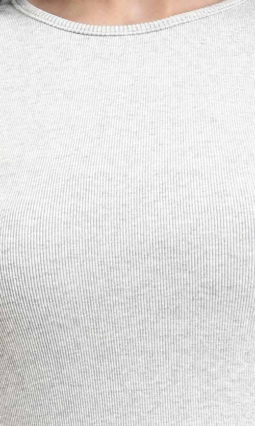 R205892 - Feminine Sleeveless Bodycon Short Dress - Heather Grey