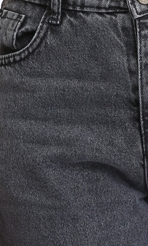 R205927 - Trendy Solid Wide Leg Jeans - Dark Grey