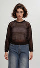R205966-R205966 - Open Knit Sheer Sweater - Black