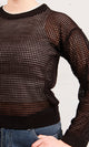 R205966-R205966 - Open Knit Sheer Sweater - Black